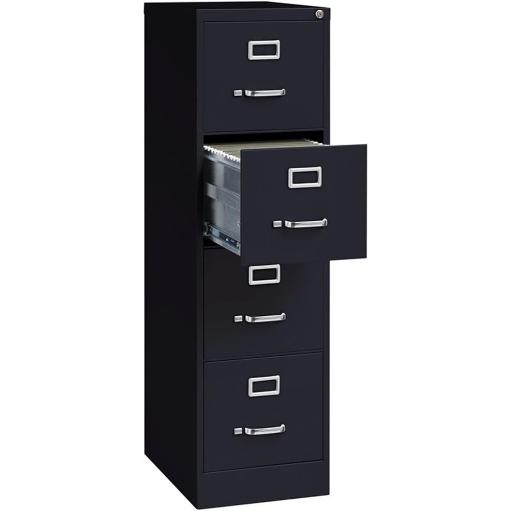 4 Drawers Black Metal Filing Cabinet W249279