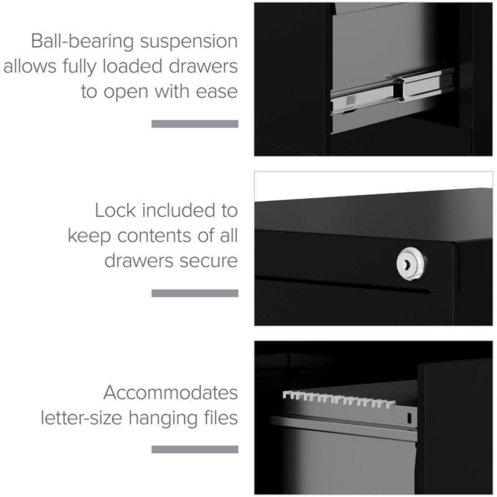 4 Drawers Black Metal Filing Cabinet W249279