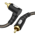 90 Degree RCA Subwoofer Cable 24K Gold-Plated Nylon Braided Double Shielded Black 10ft P549988