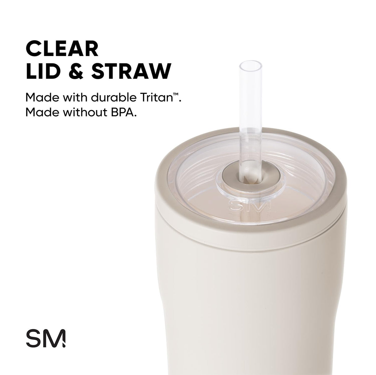 Glass Iced Coffee Cup with Straw Lid 20oz Beige B695