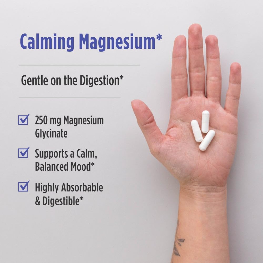 Magnesium Glycinate 250mg Vegetarian Capsules 90 Count J1824