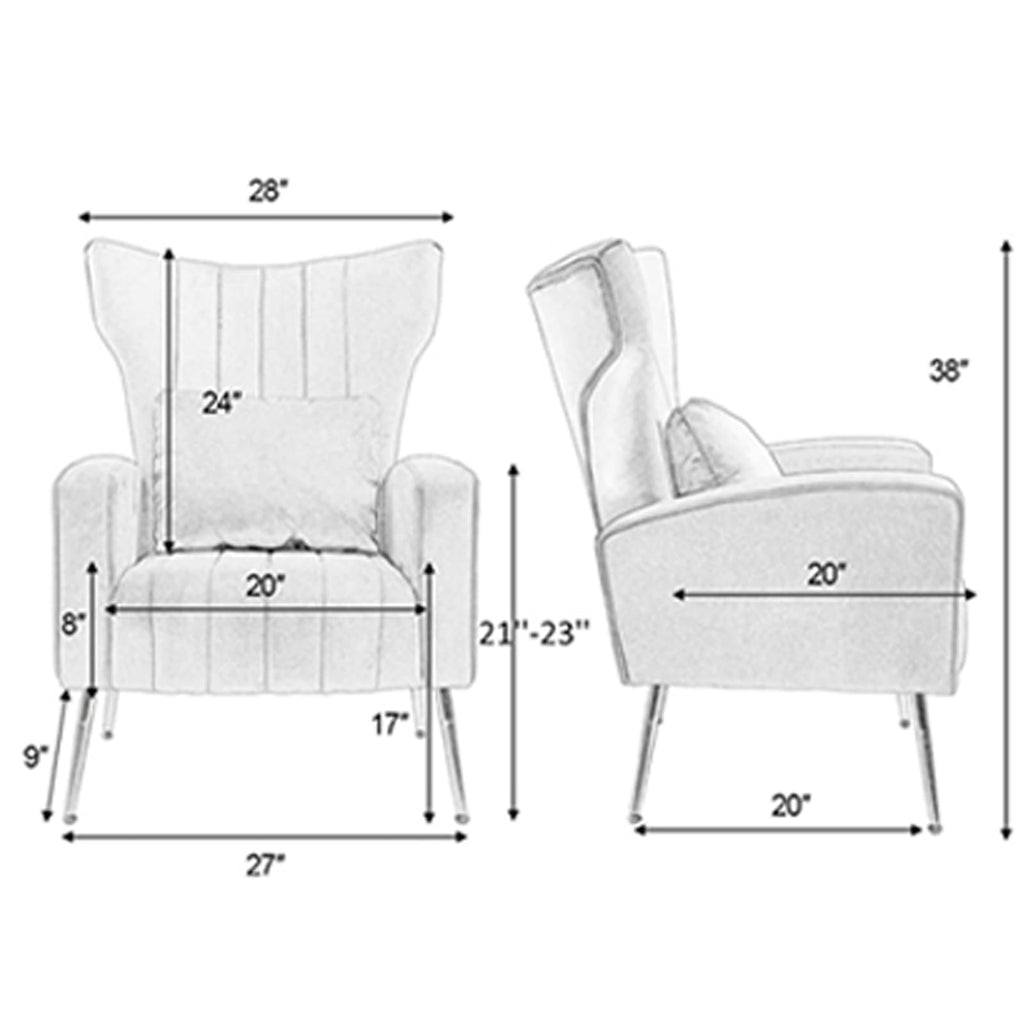 Green Velvet Accent Chairs Set of 2 with Lumbar Pillow T25486