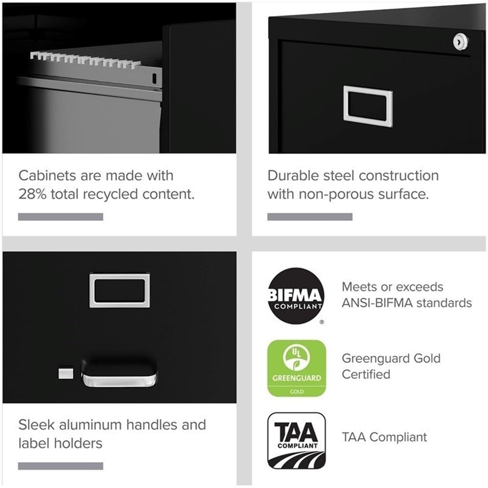 4 Drawers Black Metal Filing Cabinet W249279
