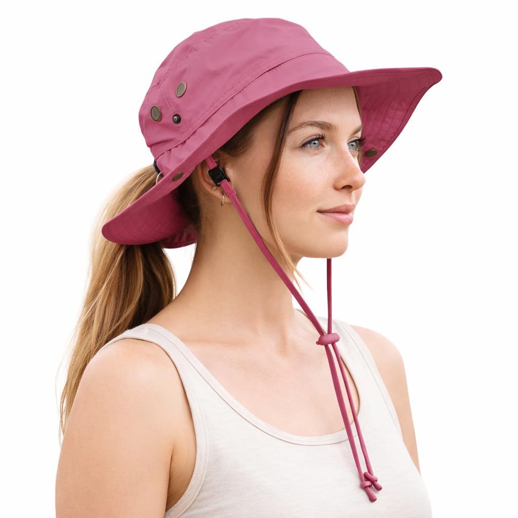 Ponytail Sun Hat Waterproof UPF 50+ Wide Brim I62939