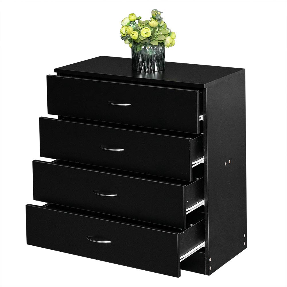 Black 4 Drawer Nightstand E363