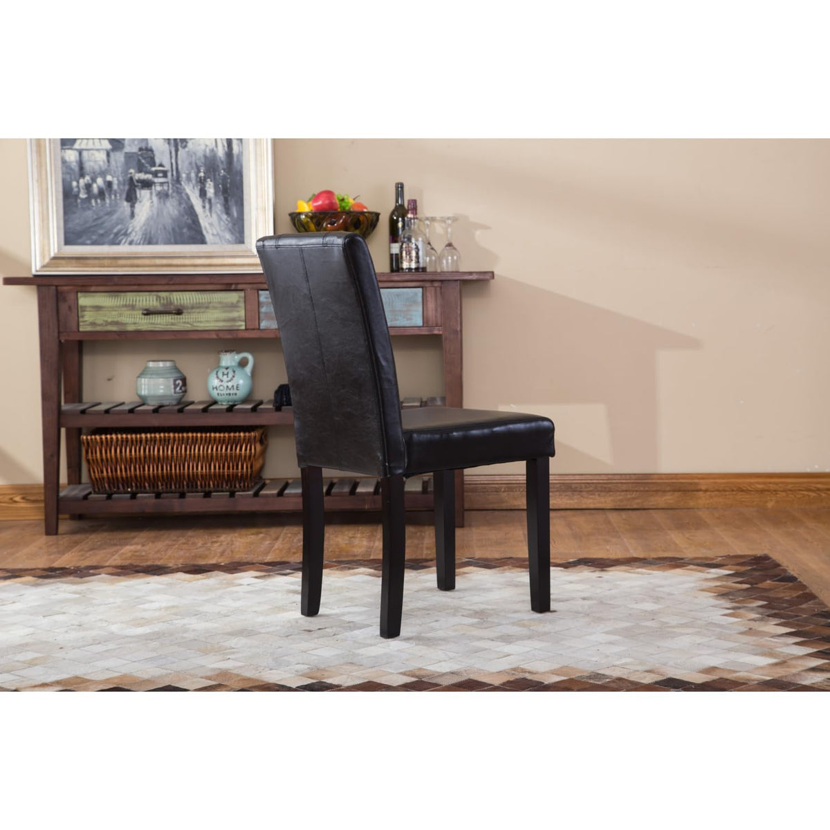 Solid Wood Leatherette Parson Chair Set of 2 K990