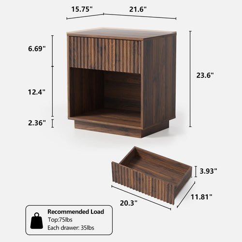 22" Fluted Nightstand Set of 2 X244