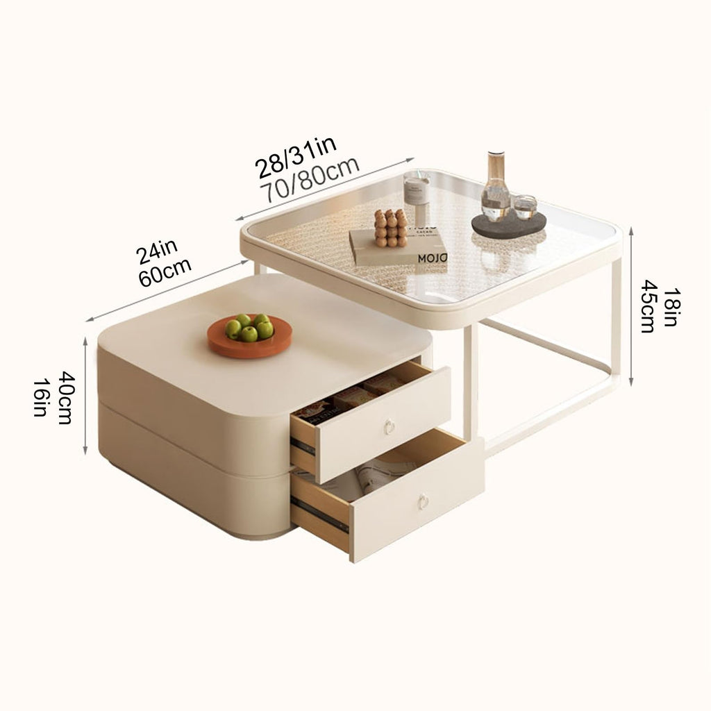 Brown Square Glass Nesting Coffee Table Set of 2 R7113