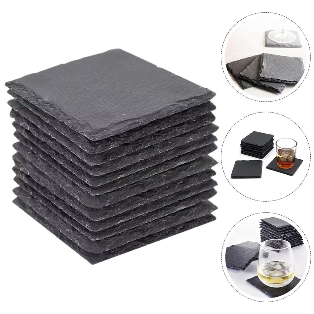 12pcs Natural Stone Coasters with Non Slip Bottom L776159