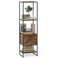 5-Tier Bookshelf with Drawer Narrow Bookcase W6338