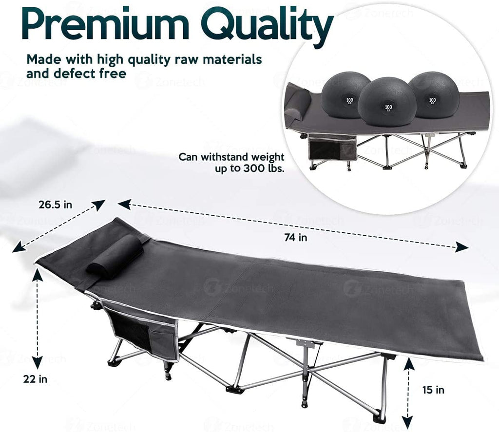Folding Lightweight Portable Heavy Duty Travel Cot with Large Pocket B8400