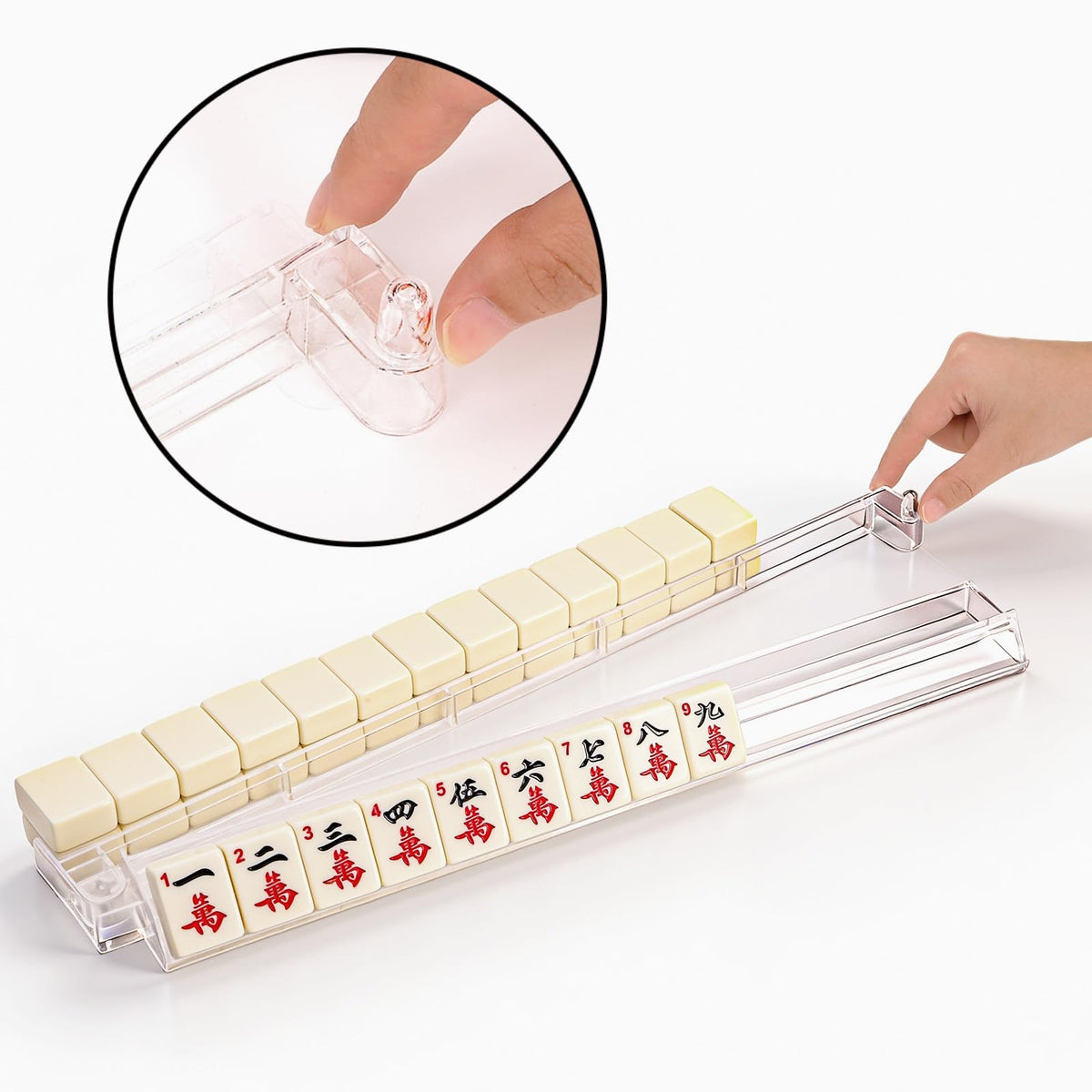 Set of 4 Clear Mahjong Racks with Pushers O9037
