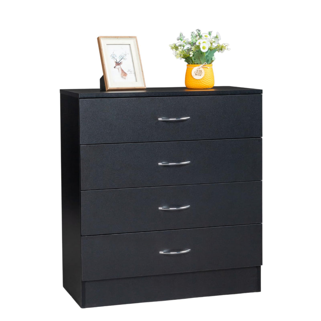 Black 4 Drawer Nightstand E363