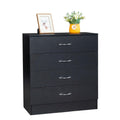Black 4 Drawer Nightstand E363