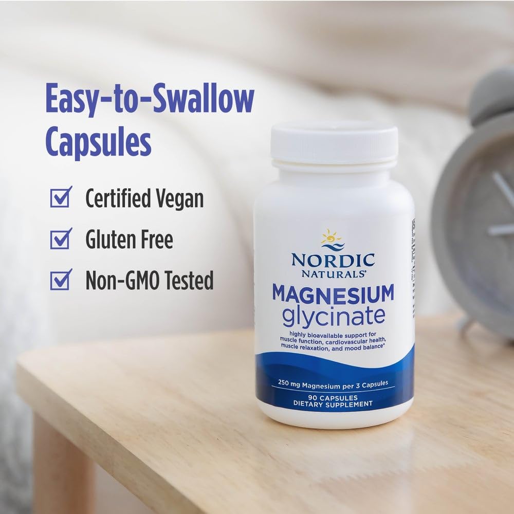 Magnesium Glycinate 250mg Vegetarian Capsules 90 Count J1824