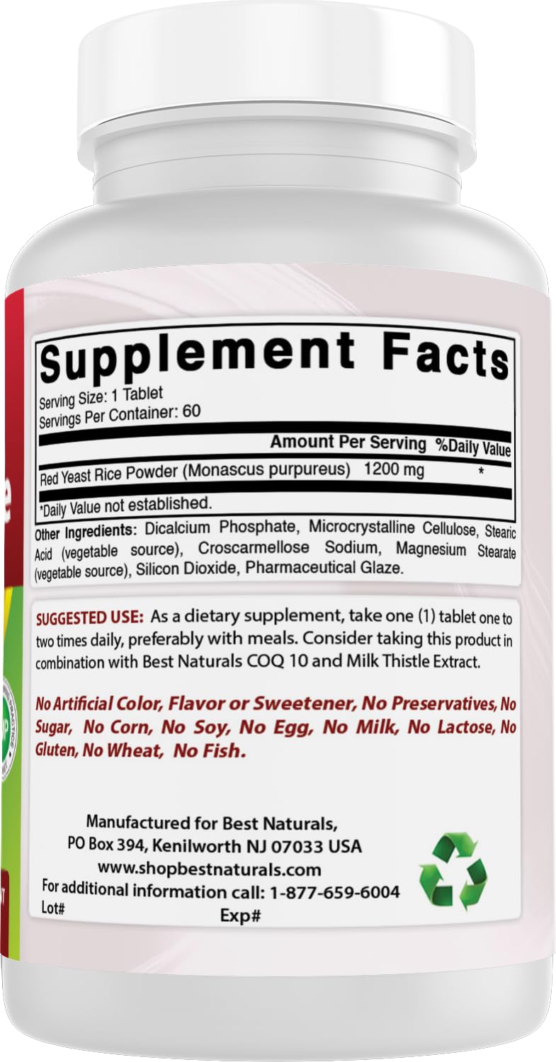 Red Yeast Rice 1200 Mg 60 Tablets X1030