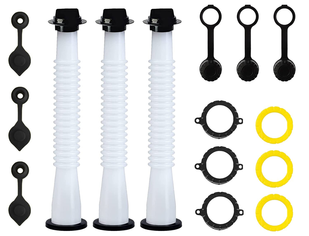 Gas Can Spout Replacement with Gasket, Stopper, Collar Caps and Vent Caps, Pack of 3 P648
