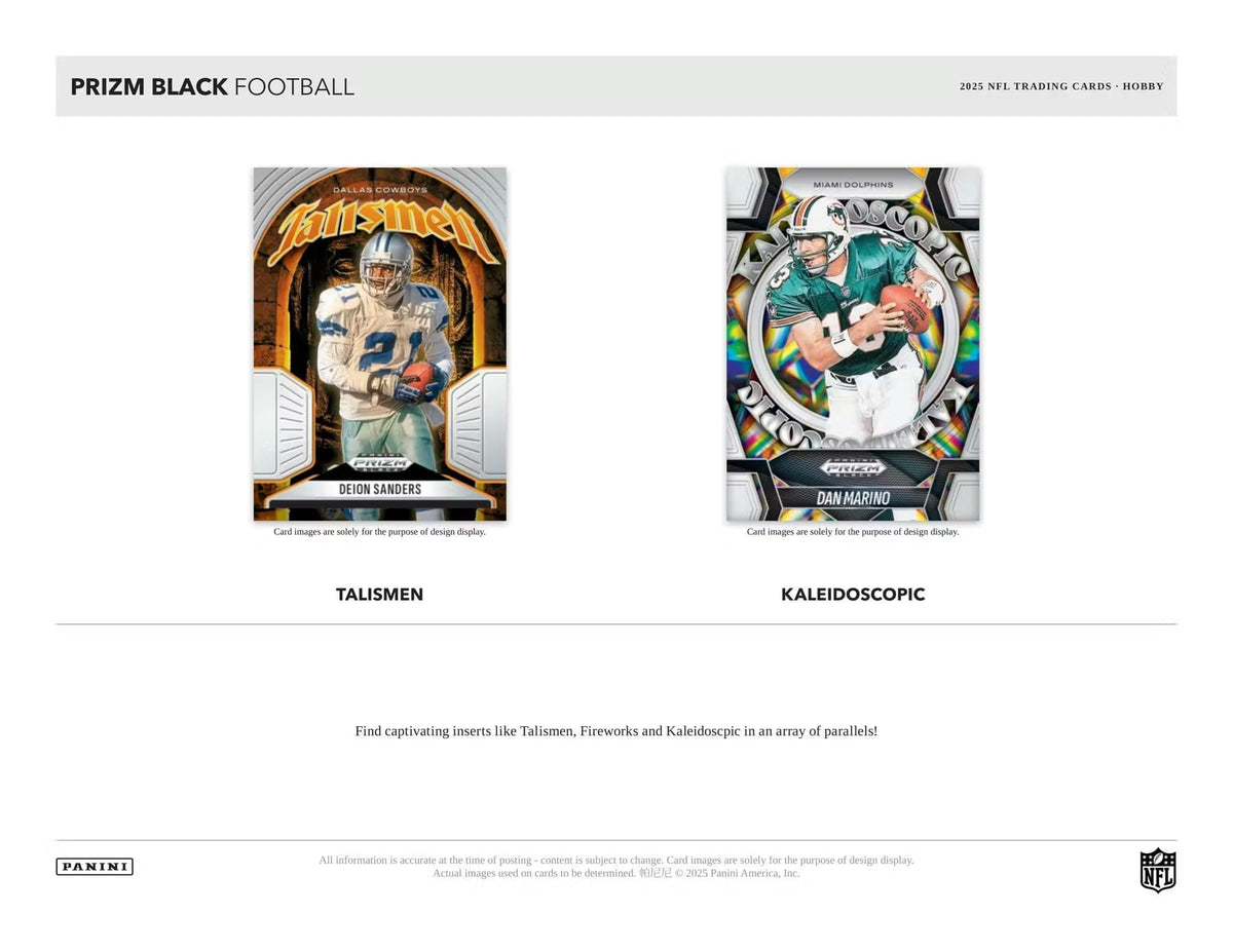 2025 Panini Prizm Black Football Trading Card Box B32342