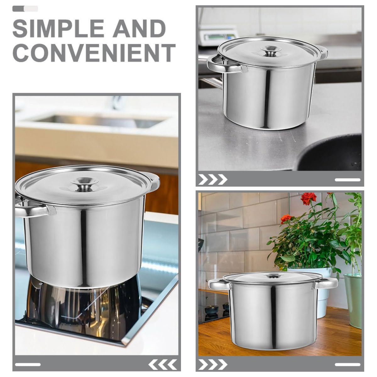 Stainless Steel Double Handle Stock Pot with Lid S187