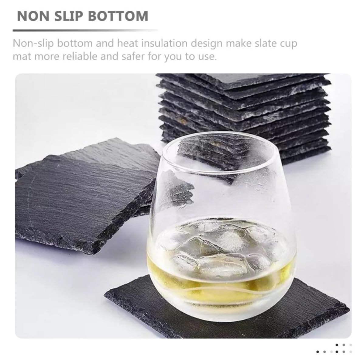 12pcs Natural Stone Coasters with Non Slip Bottom L776159