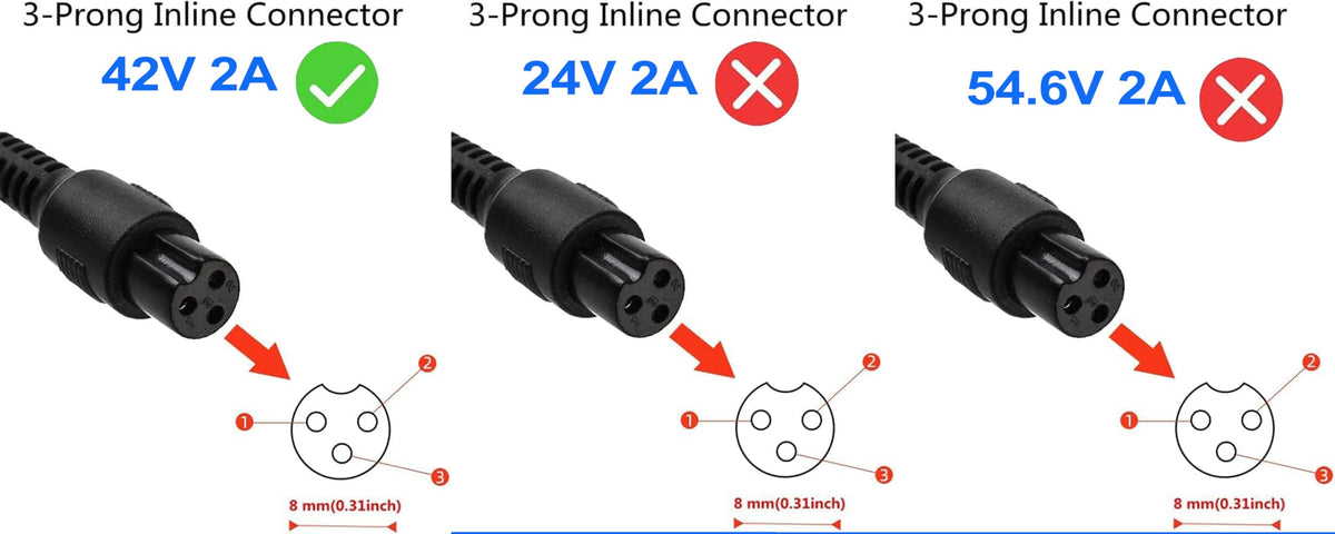 42V 2A Power Adapter with 3-Prong Inline Connector M278432