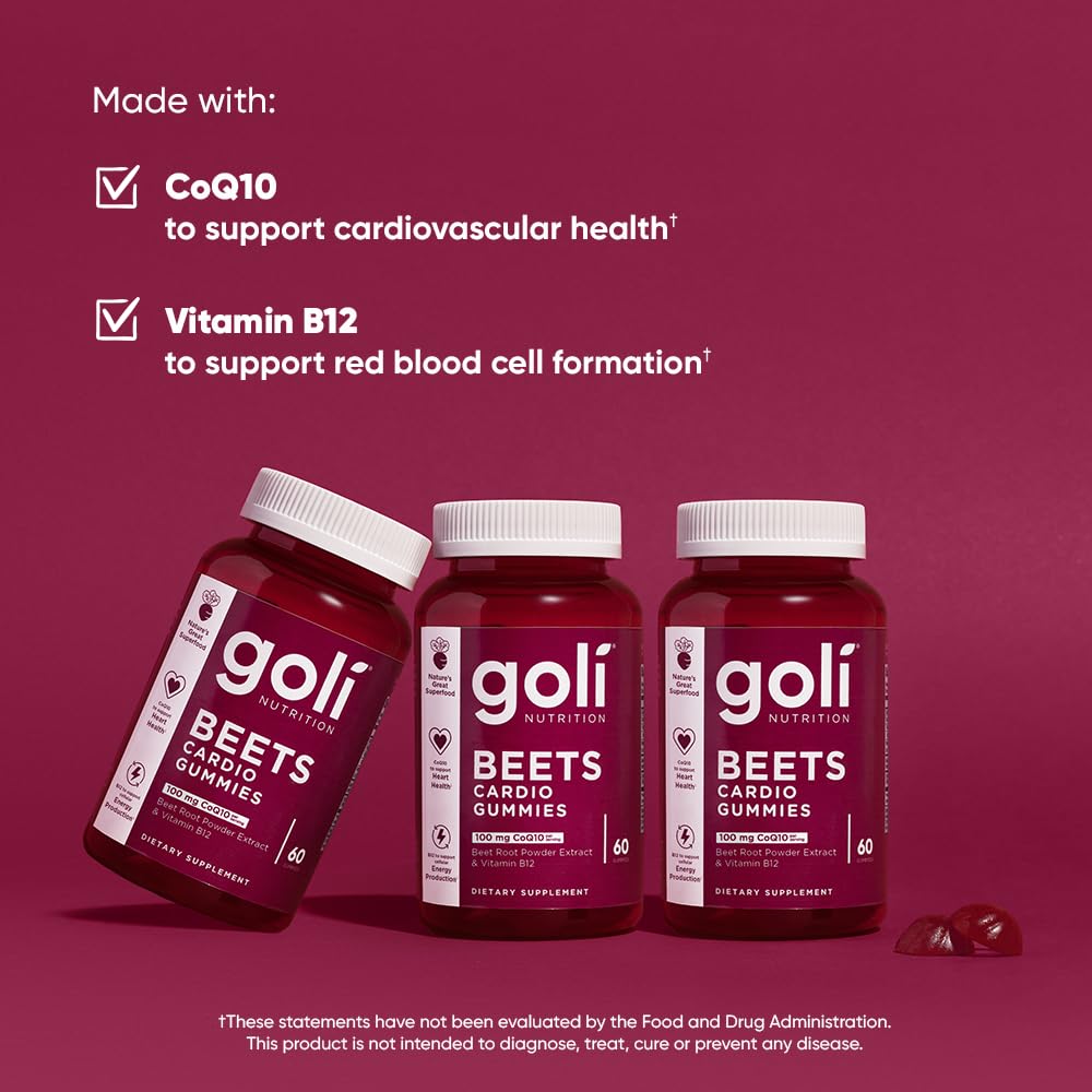 Beets Cardio Gummy 60 Count CoQ10 Beet Root Extract Vegan Gluten-Free Y657