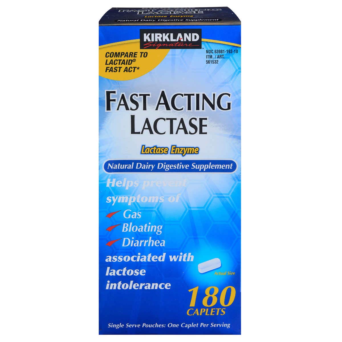 Lactase Dairy Digestive Supplement 180-Count Caplets W52830
