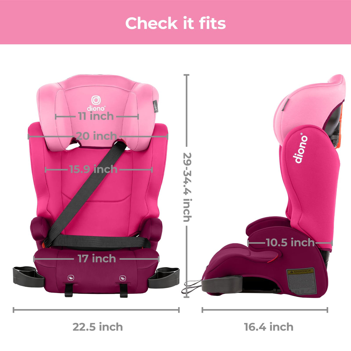 2-in-1 Belt Positioning Booster Seat, Pink Z30868