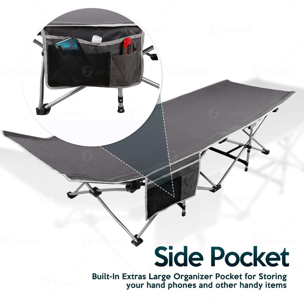 Folding Lightweight Portable Heavy Duty Travel Cot with Large Pocket B8400
