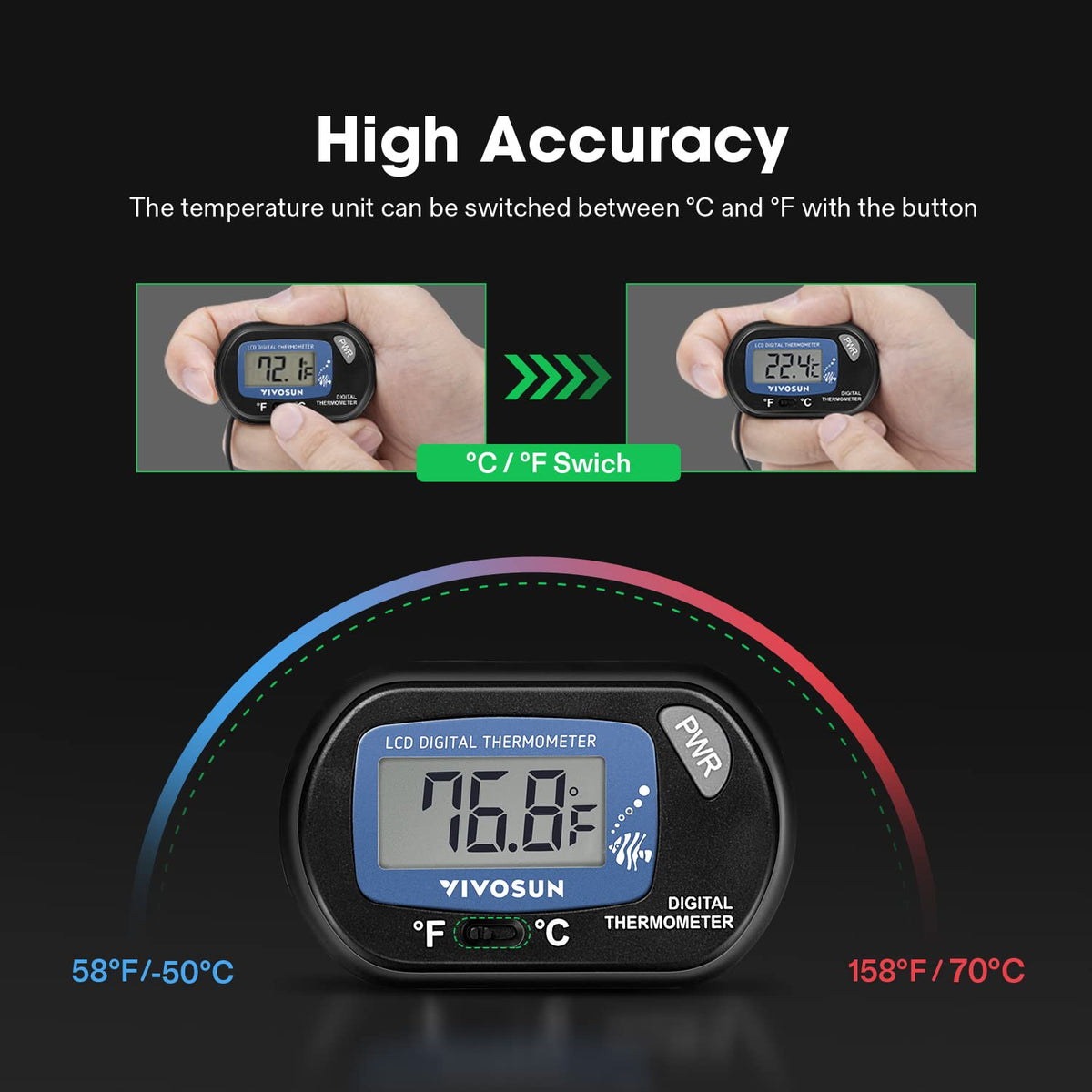 2-Pack LCD Digital Aquarium Thermometer H45282