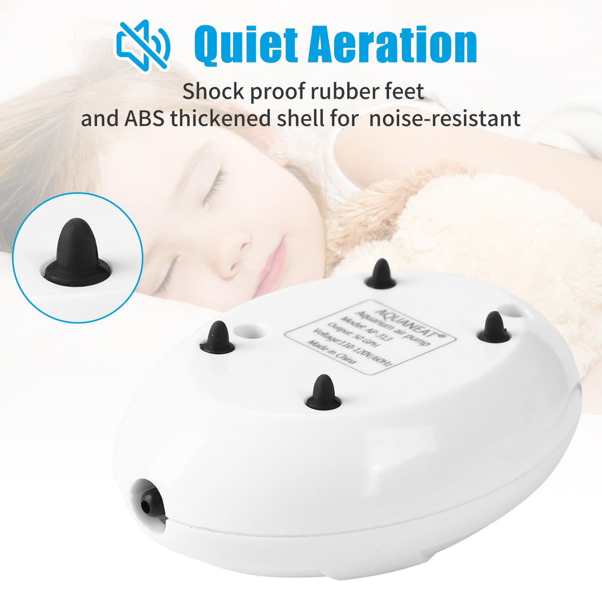 Aquarium Air Pump with Stones, Airline Tubing, Check Valves D8310
