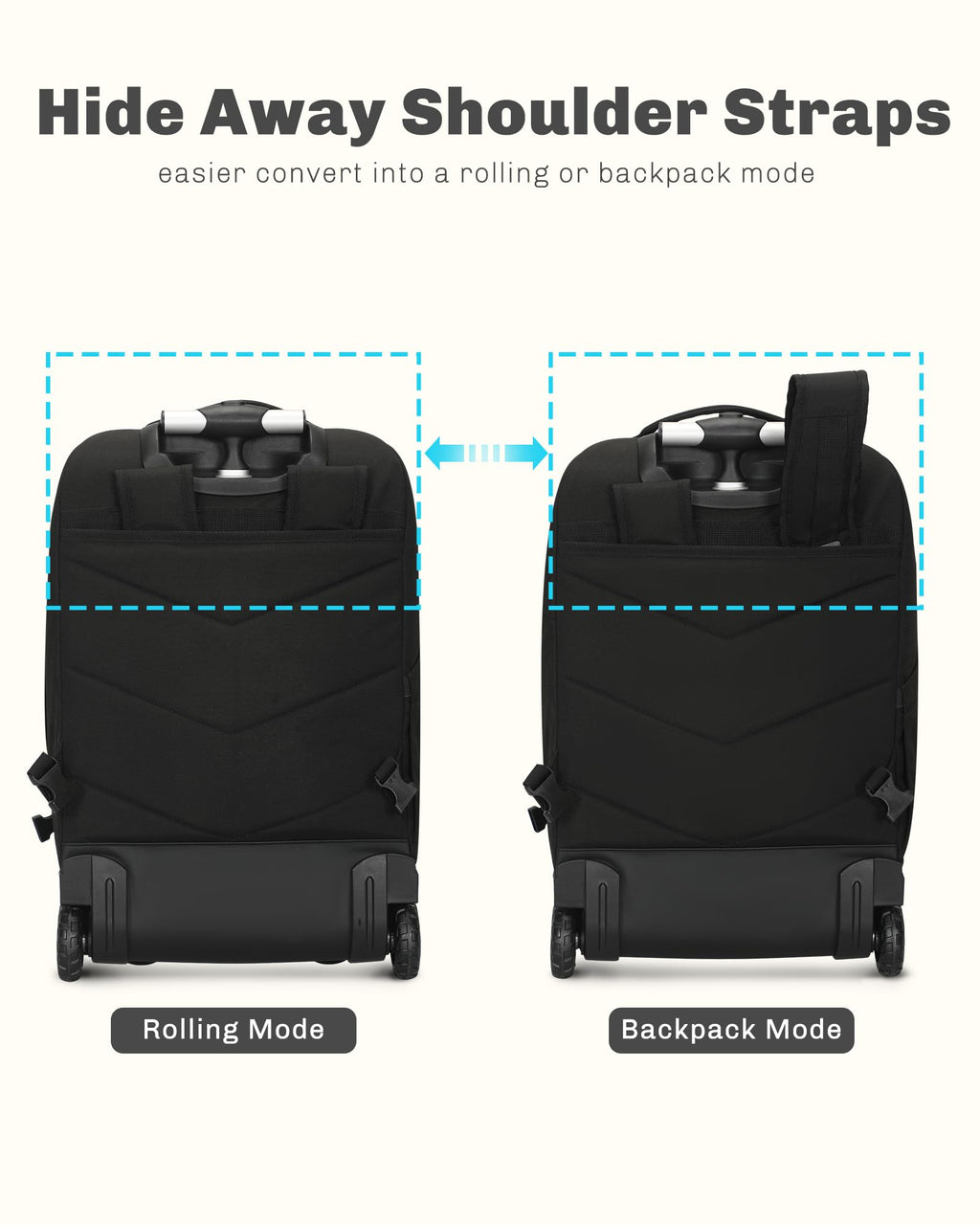 Rolling Backpack with Wheels 43L with Waist Pack Y718