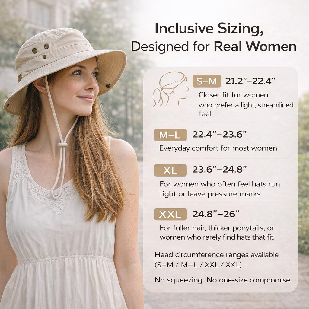 Ponytail Sun Hat Waterproof UPF 50+ Wide Brim I62939
