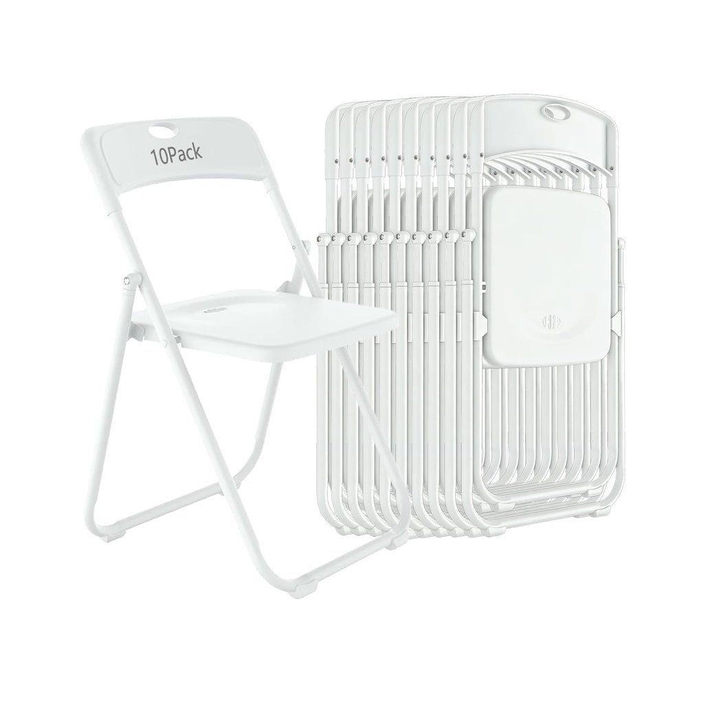 10 Pack White Plastic Folding Chairs H606333