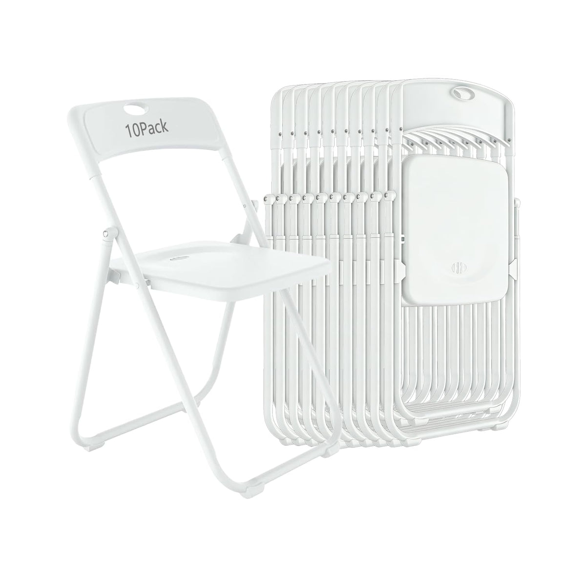 10 Pack White Plastic Folding Chairs H606333
