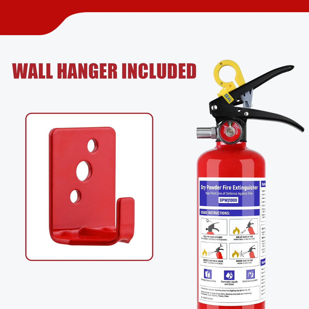 1 Pack 2.5 lb ABC Dry Chemical Fire Extinguisher with Bracket F412
