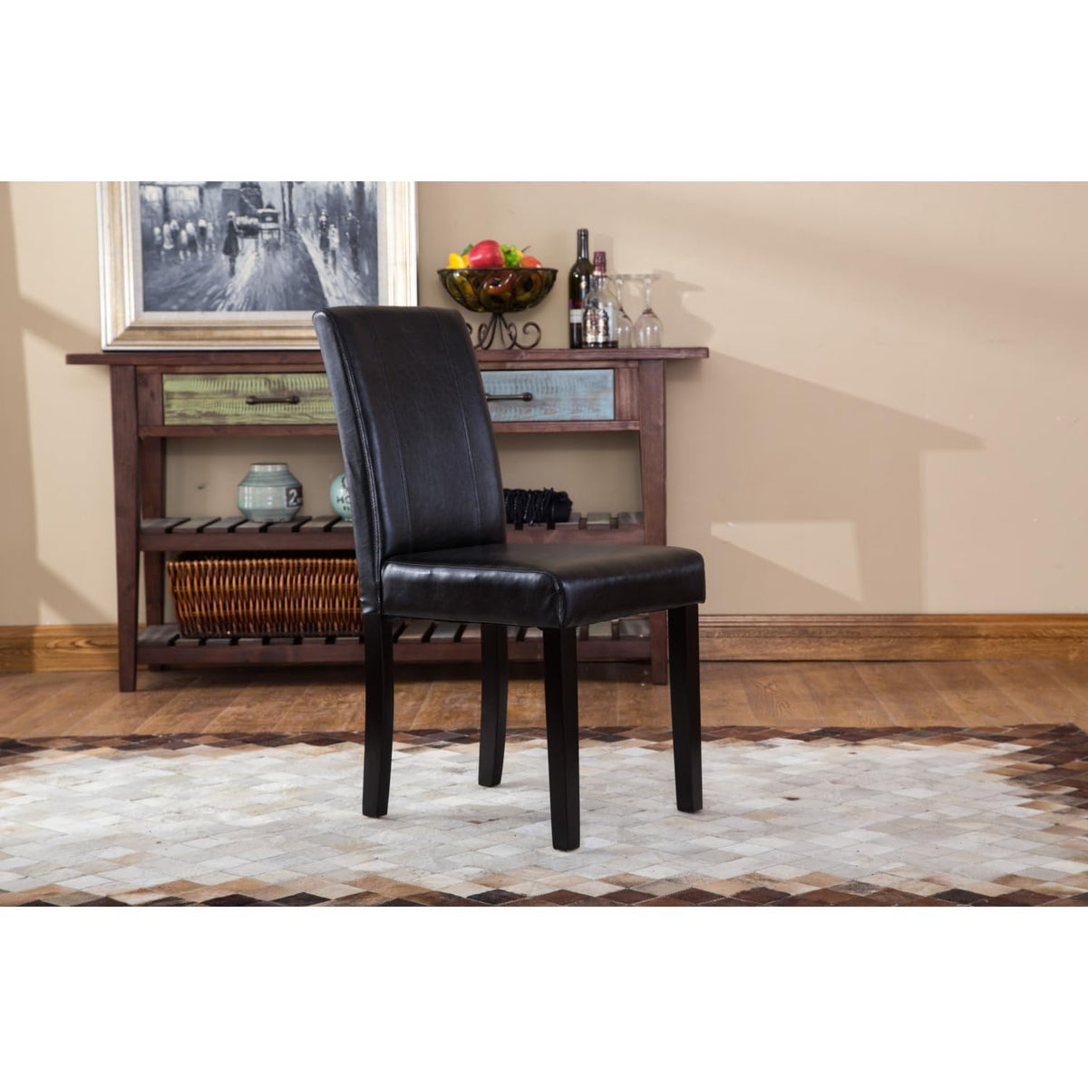 Solid Wood Leatherette Parson Chair Set of 2 K990