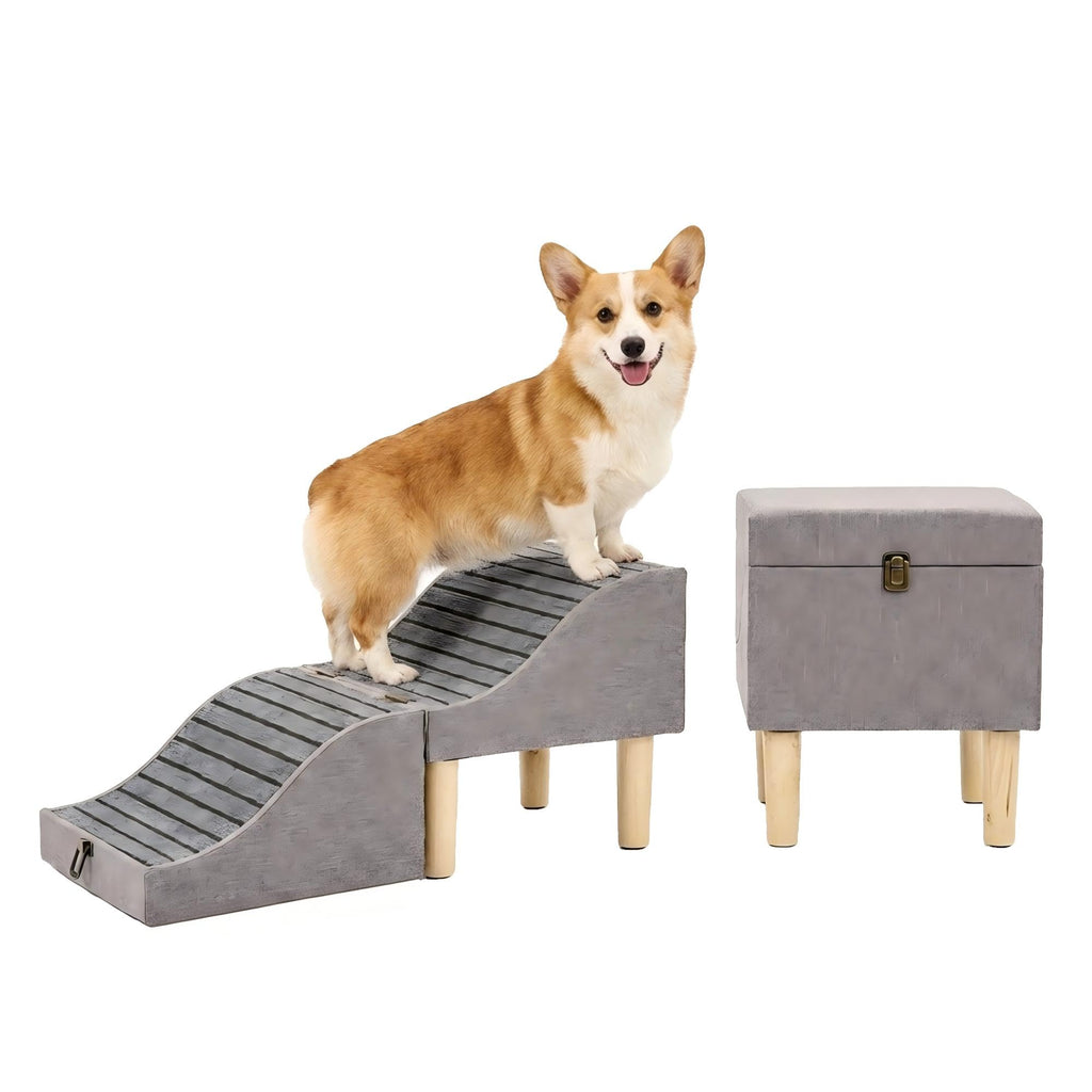 Foldable Pet Stair 2-in-1 Gray E624