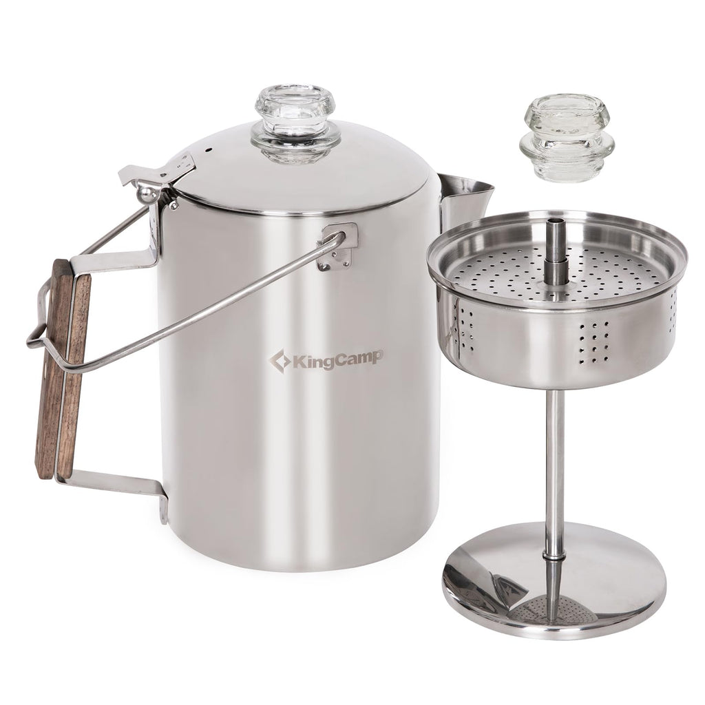9 Cup Stainless Steel Coffee Pot with Wood Handle I78747