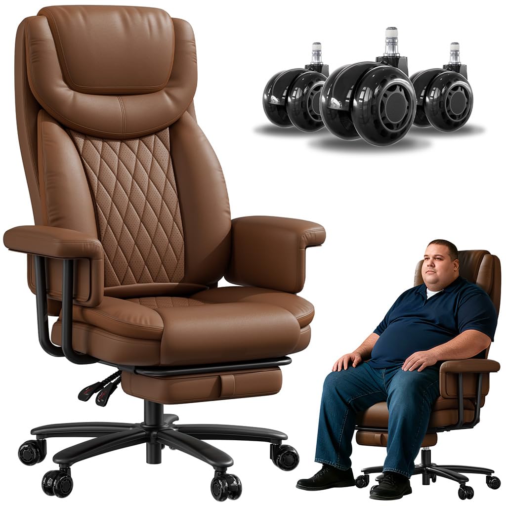 Big and Tall 500LBS Reclining Office Chair with Footrest X95553