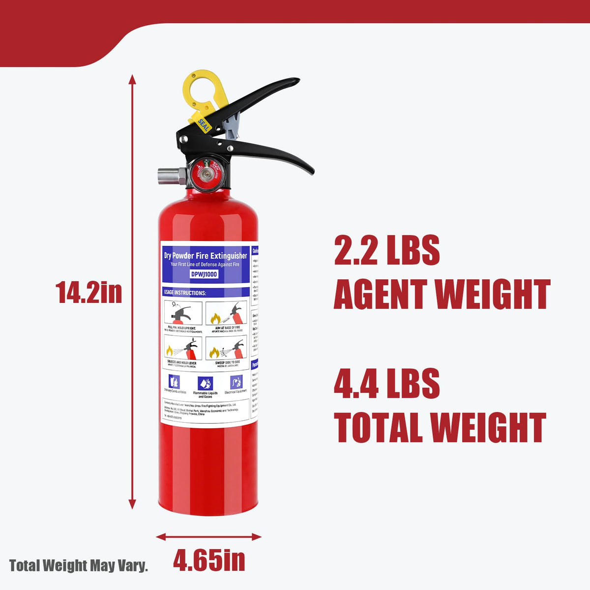 1 Pack 2.5 lb ABC Dry Chemical Fire Extinguisher with Bracket F412