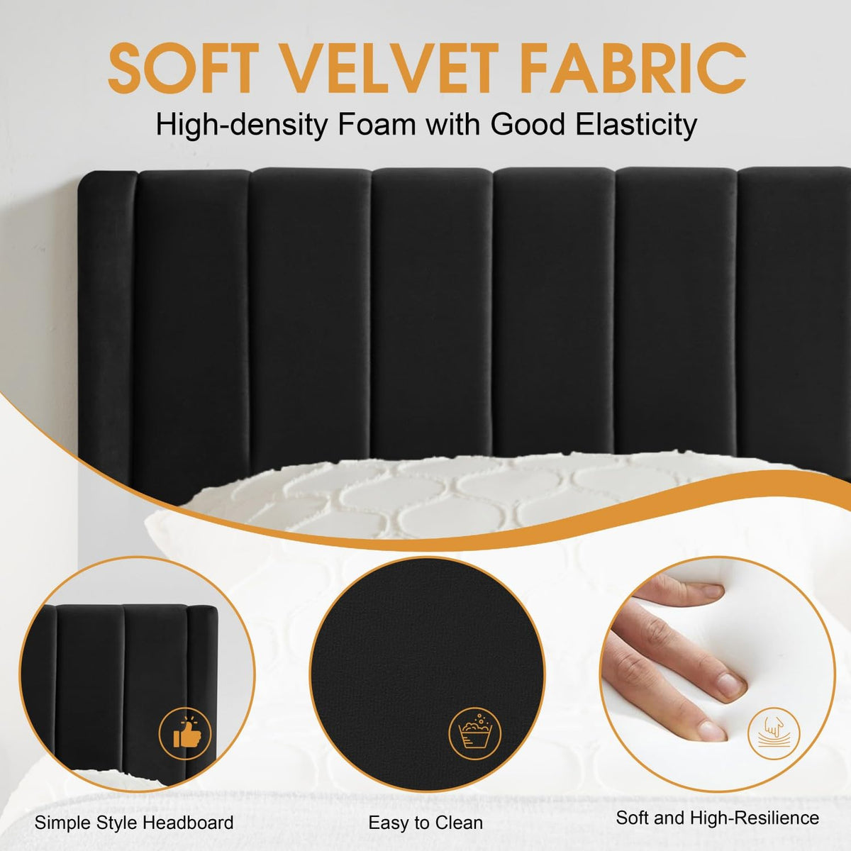 Queen Size Velvet Upholstered Platform Bed Frame Y5108