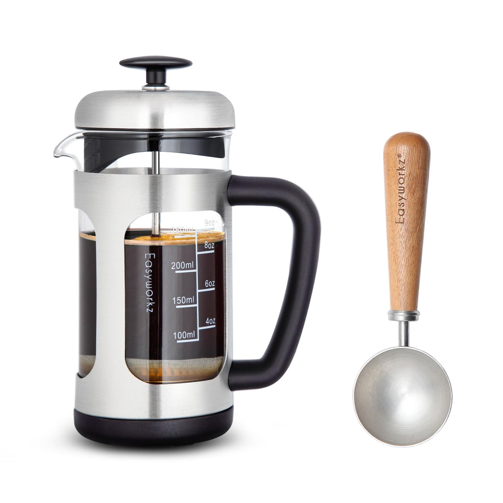 Stainless Steel French Press 12 oz with Measuring Coffee Spoon P170555