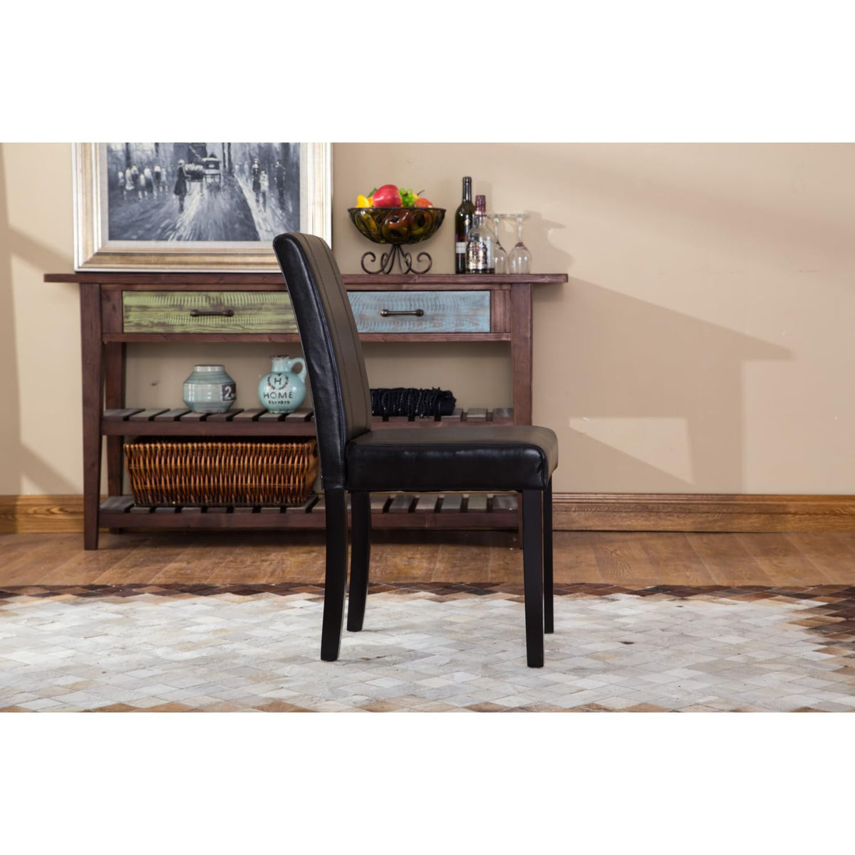 Solid Wood Leatherette Parson Chair Set of 2 K990