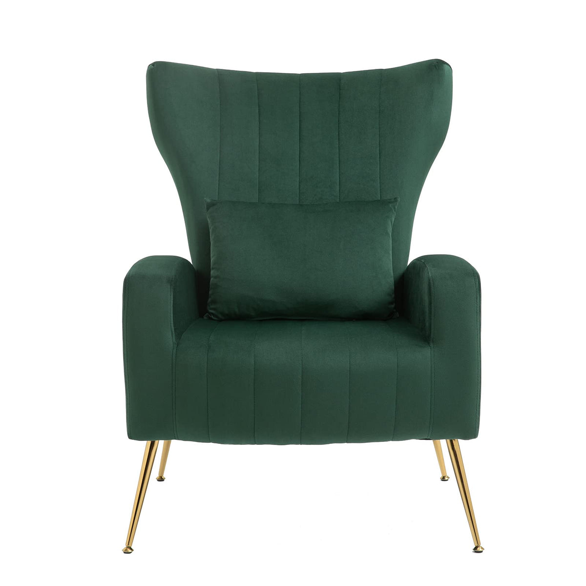 Green Velvet Accent Chairs Set of 2 with Lumbar Pillow T25486