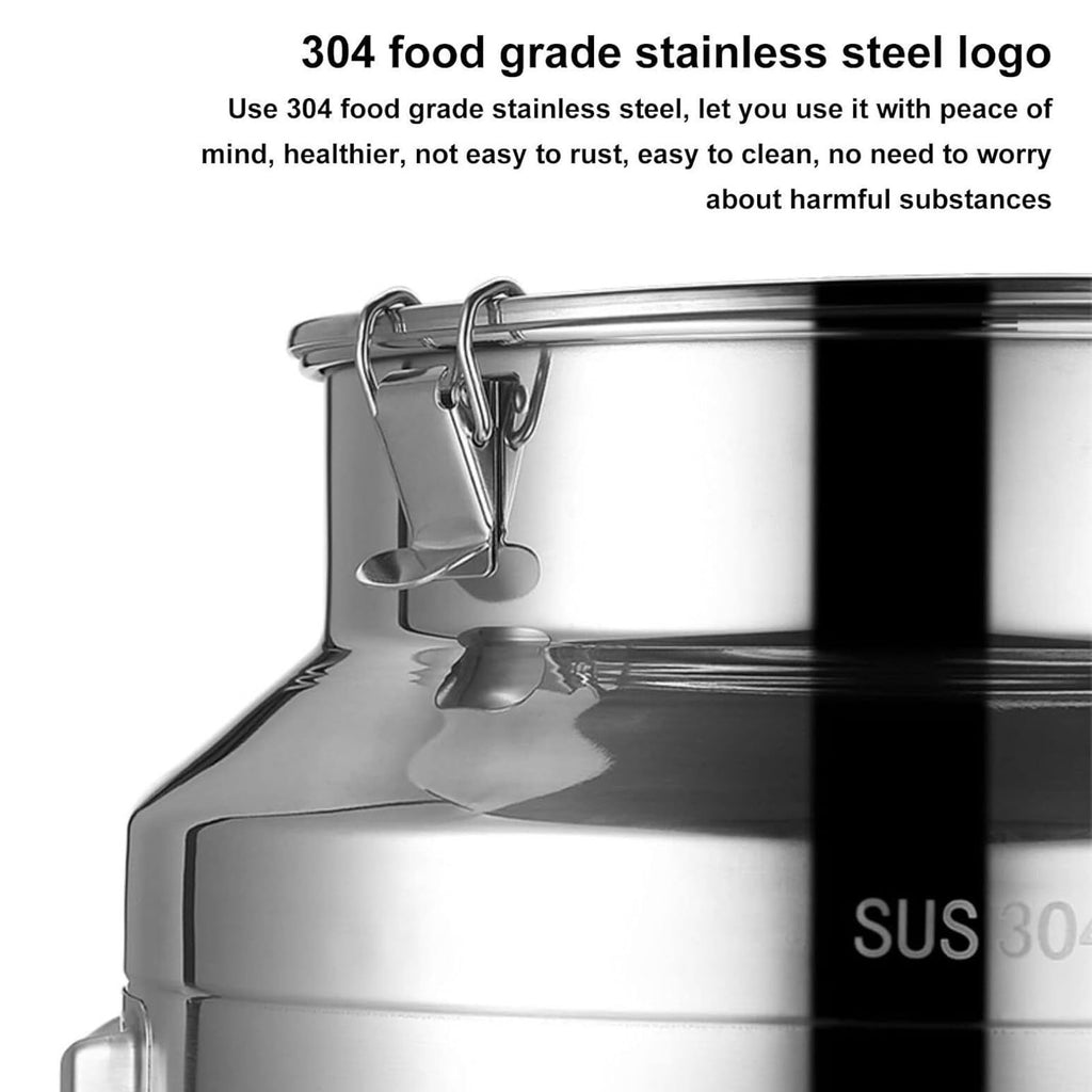 304 Stainless Steel Airtight Food Storage Container with Lid Faucet and Handles C672