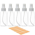 5 Pack 3.4 oz Clear Plastic Travel Spray Bottles with Labels Z9718