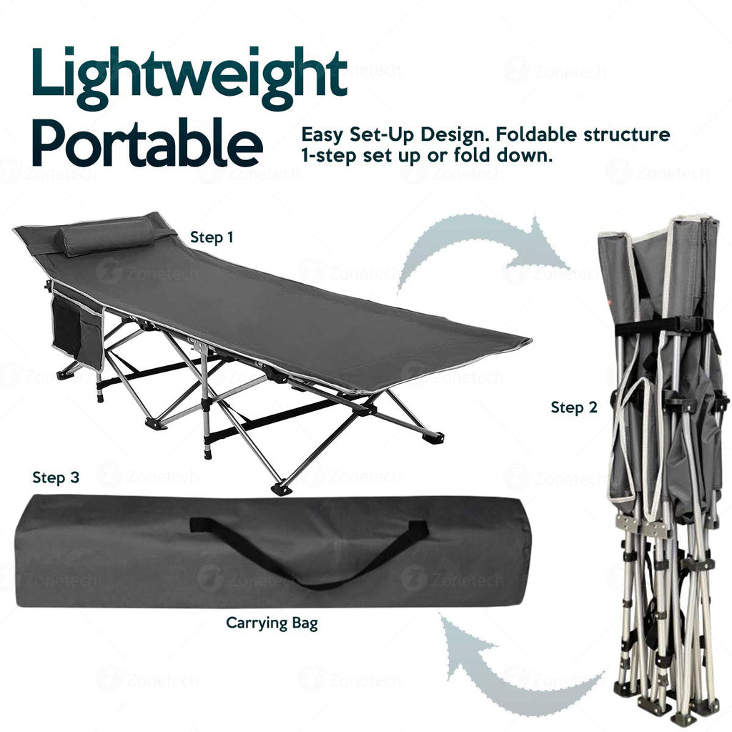 Folding Lightweight Portable Heavy Duty Travel Cot with Large Pocket B8400
