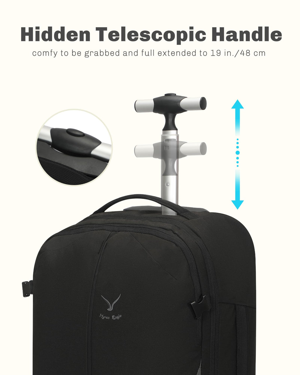 Rolling Backpack with Wheels 43L with Waist Pack Y718