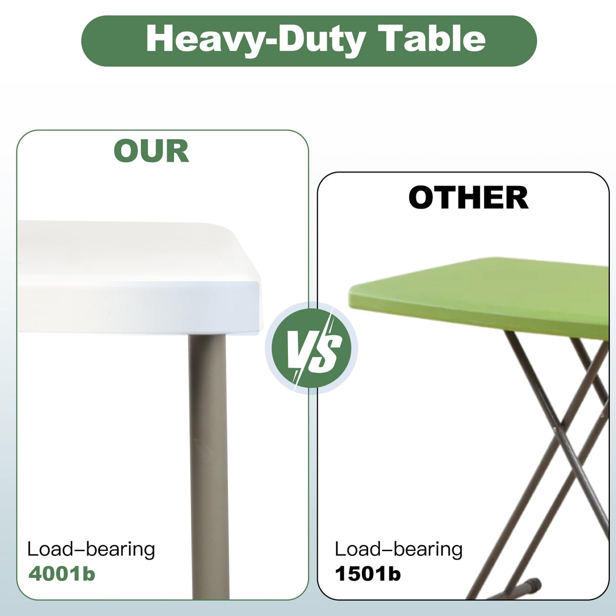 6FT Folding Plastic Utility Table with Carrying Handle, White G8252